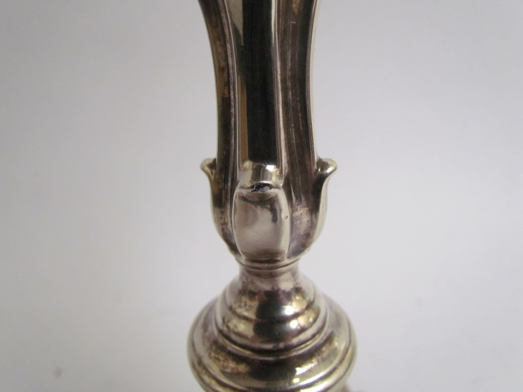 A matched set of four Creswick & Co cast silver candlesticks in the mid 18th Century taste, - Image 7 of 7