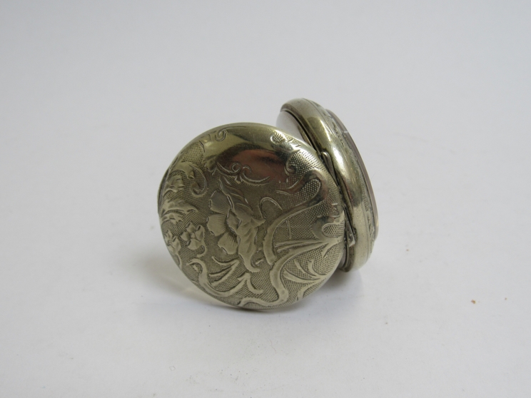 Marked Argentan a ladies fob watch with unusal dial decorative Art Nouveau case, - Image 2 of 2