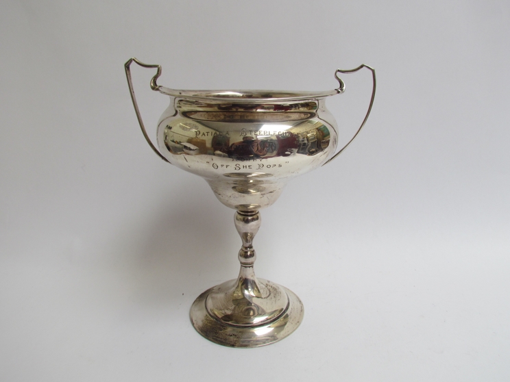 A silver racing trophy "Patiala Steeplechase Ambala 1920" won by "Off She Pops" presented by the - Image 2 of 2