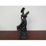 A cast bronze figure of Victorian lady with fan