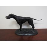 A cast bronze figure of a pointer dog,