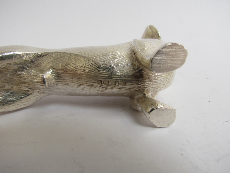 An Albert Edward Jones silver Dachshund figure, Birmingham 1976, 10cm long, - Image 3 of 3