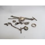 Mostly silver jewellery including watch chain St Christopher pendant etc