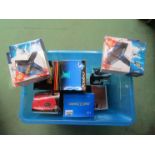 A box of diecast models including boxed Solido VW beetle soft top,