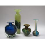 Four pieces of art glass three marked Mdina to base,