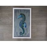 SYLVIA BETTS (XX/XXI) A machine embroidered framed mixed media picture of sea horse (Originally