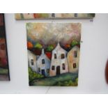 JEREMY MAYES (XX/XXI) An oil on canvas "Four house townscape". 50.