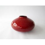 A Scheurich Amano range squat vase with deep red glaze. Impressed marks to base. 13.