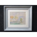 PEGGY SOMERVILLE (1918-1975) (ARR) A framed and glazed graphite and watercolour study, 'Trees'.