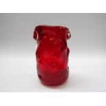 A Whitefriars ruby knobbly vase,