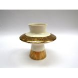 A Colin Melbourne for Crown Devon 'Memphis' range totem vase in white and gold. 18cm High.