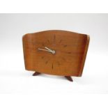 A Smiths teak ply mantel clock