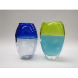 STUART AKROYD (XX/XXI) Two contemporary studio art glass signed vases.