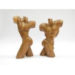 Mid century wooden sculpture "Adam & Eve",