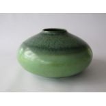 A Scheurich Amano range squat vase in mottled green and turquoise colour glazes.