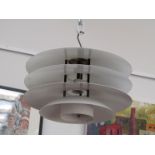 Danish white metal five tier Louis Poulsen style pendant light