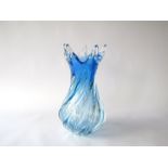 A circa 1960's art glass vase in graduating blue colours,