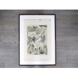 Framed 1950's etching print indistinctly signed Watson??? 13 from edition of 20,