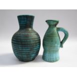 A large Accolay Gallic vase together with another unusual Accolay ewer, incised marks,