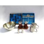 A boxed Viners Chelsea Steel fruit set together with vintage Scandinavian Stainless steel etc