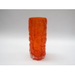 A Whitefriars tangerine bark vase by Geoffrey Baxter,