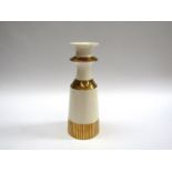 A Colin Melbourne for Crown Devon 'Memphis' range vase in white and gold.