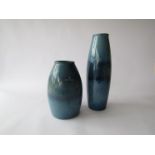 Two Scheurich Amano range vases in two tone mottled blue colours. Impressed marks to bases.