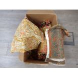 A box of vintage textiles, Liberty, Wm Morris 1970's,