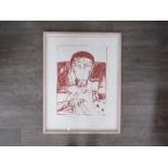 JOHN BELLANY CBE RA HRSA (1942-2013) A rare framed limited edition art print in sepia red,