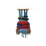 Russell Greenslade, two woollen wall hangings of abstract design,