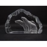 Mats Jonasson - A sculptural paperweight with Polar Bear design, etched marks to base,