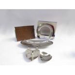 Keswick & Borrowdale stainless steel items, Angora silverplated candleholder,