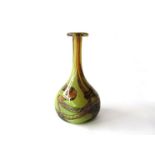 An unmarked Mdina tortoiseshell bottle vase with squared base. 28.