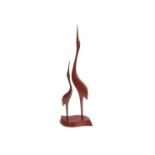 A stylised abstract teak wooden bird sculpture, circa 1950's.