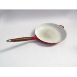 A Danish "Nacco" 1960's cast iron and enamelled red frying pan,