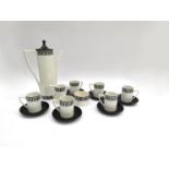 A Portmeirion Greek Key pattern coffee set in white and black,