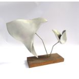 ROY RASMUSSEN (1919-2014) "Encounter" - Aluminium sculpture on wooden plinth.