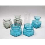 Six Dartington glass vases designed by Frank Thrower, shapes - two FT60, two FT88,