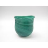 CHLOE WOOLVETT (XXI): Studio glass vase in mottled green. Etched signature and dated 2008, 11.