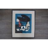 DOUG KEMP (XX/XXI) : A framed and glazed monoprint depicting bust and artist's palette in a