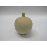 A studio porcelain vase of bulbous form, white, indistinct seal,