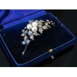 A diamond encrusted brooch set with multiple old cut diamonds of varying sizes,