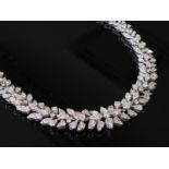 A white gold diamond encrusted necklace approximately 20ct in total, bespoke made,