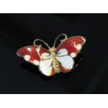 A Norwegian 925s Sterling enamel butterfly brooch,