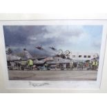 A limited edition print after Michael Rondot "Coltishall: The End of the Line", depicting Jaguars,