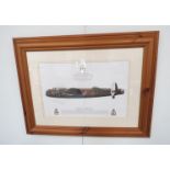 A Dougald Cameron limited edition print "Lancaster I IX Squadron", multiple signatures of crew,