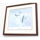 A limited edition print after Michael Turner (1934-) "Spitfires in the Sunshine", signed by Gp.