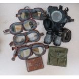 A quantity of mixed militaria including goggles and US 1951 pouch