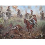 MARK CHURNS: An oil of French Cavalry charge, 44.