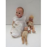 Three jointed composition dolls a/f